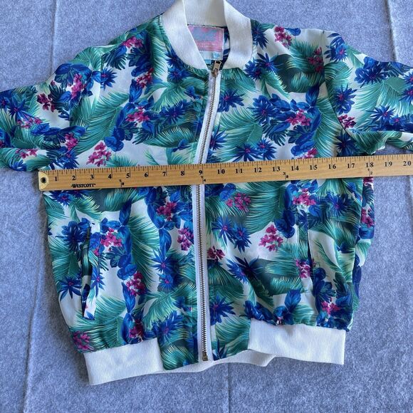Alcott Surfwear Jacket Womens Extra Small‎ Tropical Floral Full Zip Semi Sheer - Picture 7 of 10